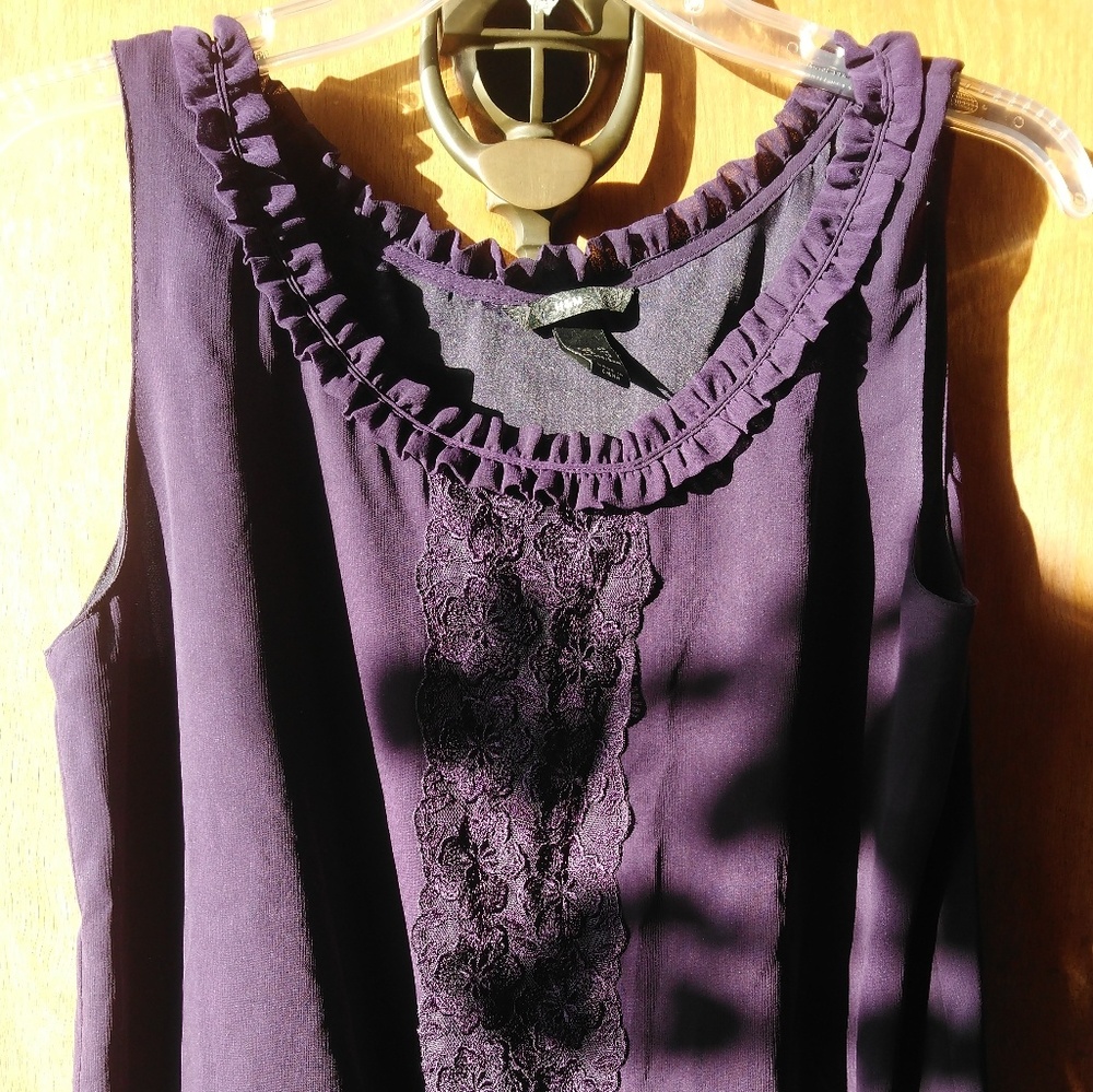 Plum H&M Sleeveless Top with Lace and Ruffles